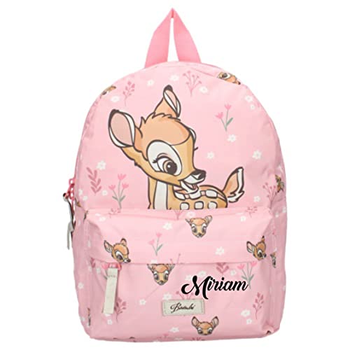 Personalisierter Kindergarten-Rucksack Disney mit Name Mädchen | Kleiner Rucksack Bambi Reh für Kinder | Freizeitrucksack Rehkitz Filmeklassiker in rosa von Undercover