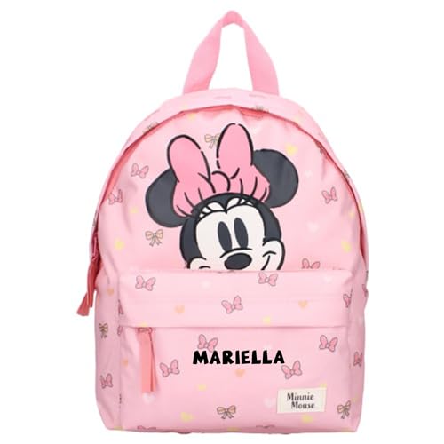 Personalisierter Kindergarten-Rucksack Disney mit Name Mädchen | Kleiner Rucksack Minnie Mouse für Kinder | Freizeitrucksack Filmeklassiker in rosa von Undercover
