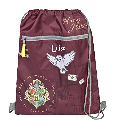 Personalisierter Turnbeutel für Mädchen Jungen mit Namen | Motiv Harry Potter Hogwarts mit Eule | Geschenk-Idee für Kinder Schuhbeutel zum Zuziehen von Undercover