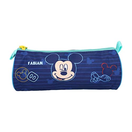 Personalisiertes Schlampermäppchen Kinder Disney Mickey Mouse | personalisierbar & Bedruckt mit eigenem Namen | Schüleretui Faulenzer für Schule & Freizeit von Undercover