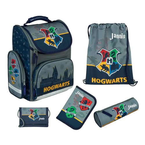 Schultasche Harry Potter Set 5-tlg., Personalisierter Inhalt Turnbeutel Geldbeutel Federmappe mit Name, Schulranzen 1. Klasse Grundschule von Undercover
