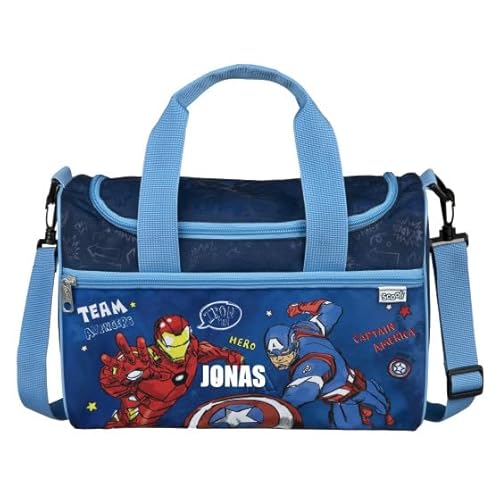 Sporttasche Avengers Jungen - Personalisiert mit Name - Kleine Reisetasche Sportbeutel Kinder - Kindertasche blau 10L von Undercover