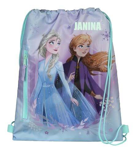 Turnbeutel Disney Frozen Mädchen - Personalisiert mit Name - Sportbeutel Schuhbeutel zum Zuziehen - Rucksack Kita Kindergarten von Undercover