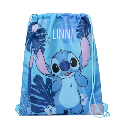 Turnbeutel Disney Stitch Mädchen - Personalisiert mit Namen - Kinder Sportbeutel Rucksack zum Zuziehen von Undercover