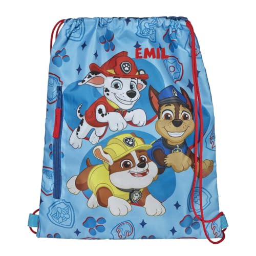 Turnbeutel Paw Patrol Kinder - Personalisiert mit Namen - Sportbeutel Junge Mädchen - Schuhbeutel zum Zuziehen - Blau von Undercover