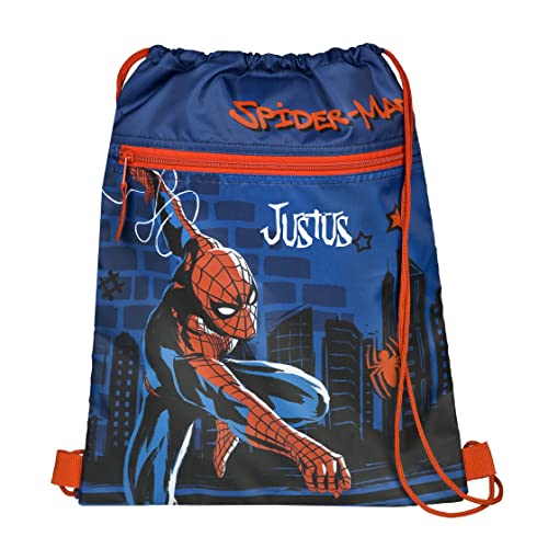 Turnbeutel Spider-Man Jungen mit Name | Personalisierter Schuhbeutel in blau für Kinder | Sportbeutel zum Zuziehen Kinderrucksack inkl. Wunschaufdruck von Undercover