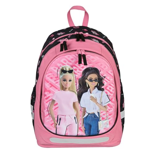 Undercover - Barbie Schulrucksack - mit 2 großen Fächern und Fronttasche - Seitentaschen mit Gummizug - für Schule, Freizeit und Reisen - für Mädchen von Undercover