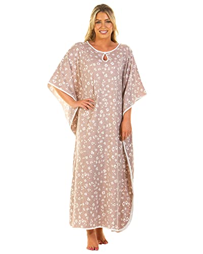 Undercover Damen-Nachthemd, Leopardenmuster, Baumwolle, Jersey, weich, kurzärmelig, Kaftan, beige, One size von Undercover