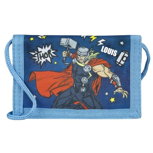 Undercover Geldbeutel Marvel Avengers Superhelden - Personalisiert mit Name - Geldbörse zum Umhängen Jungen - Blau mit Umhängeband von Undercover