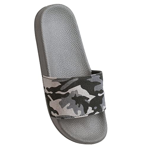 Undercover Herren-Slipper mit offenem Zehenbereich, weich, Sommer-Tarnmuster oder einfarbige Urlaubssandalen, grau camo, 44 EU von Undercover