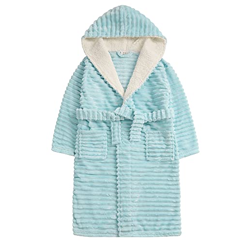 Undercover Kinder-Bademantel mit Kapuze, weiches Fleece, mit lustigem Charakter, Jacquard-Streifen - Minze, 2-3 Jahre von Undercover