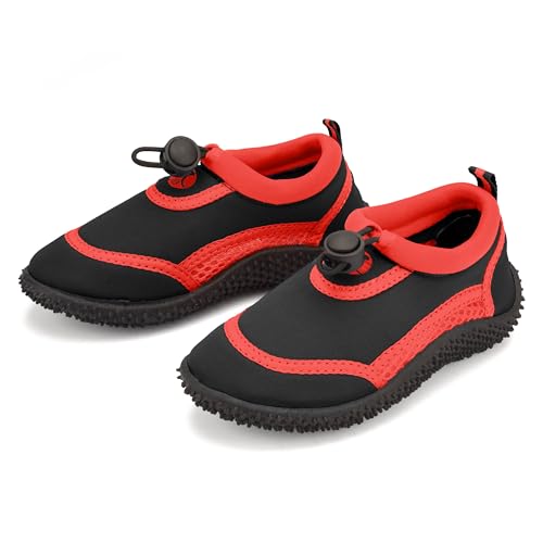 Undercover Kinder und Erwachsene Toggle Neopren Meer Strand Wasser Aquaschuhe mit Griffen, Säuglinge Schwarz Rot, 12 US Little Kid von Undercover