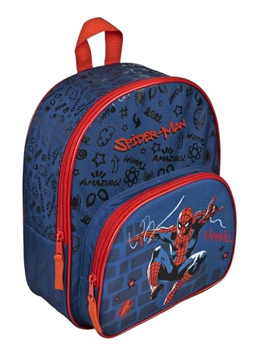 Undercover Kindergartenrucksack Spider-Man Kinder - Personalisiert mit Name - Rucksack Jungen Mädchen mit Vortasche - 2 Fächer 25.5 x 30.5 x 10 cm von Undercover