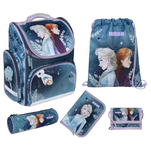 Undercover Schultasche Frozen Set 5-tlg - Personalisierter Inhalt Turnbeutel Geldbeutel Federmappe mit Name - Schulranzen 1. Klasse Mädchen von Undercover