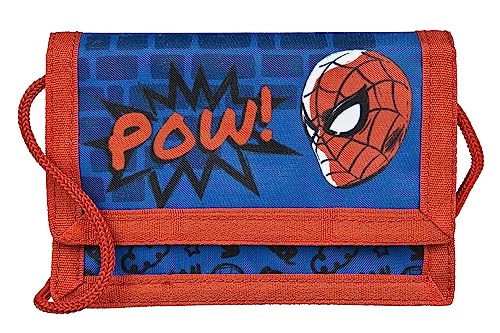 Undercover Geldbeutel und Brustbeutel, mit Klettverschluss und Reißverschluss, Portemonnaie Kordelband, Geldscheinfach und Münzfach für Kinder, Jungen und Mädchen, 8 x 13 x 5 cm, Motiv: Spider-Man von Undercover