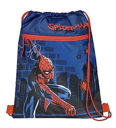 Undercover Turnbeutel mit Sicherheitsverschluss, mit Reißverschlusstasche, ca. 32 x 41 cm, Motiv: Spider-Man von Undercover