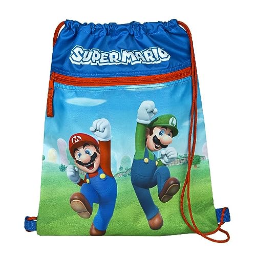 Undercover Turnbeutel mit Sicherheitsverschluss, mit Reißverschlusstasche, ca. 32 x 41 cm, Motiv: Super Mario von Undercover