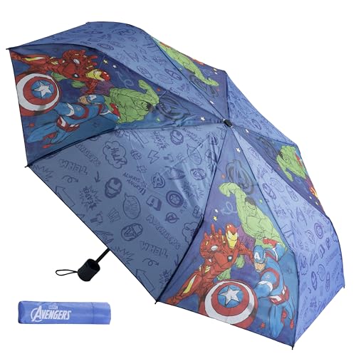 Undercover - faltbarer Regenschirm Marvel Avengers – Taschenschirm mit Schutzhülle - 94 cm Durchmesser - Leichtgewicht und ideal für Kinderhände von Undercover