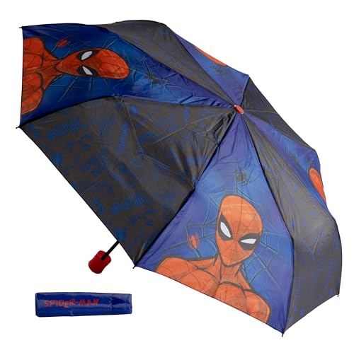 Undercover - faltbarer Regenschirm Marvel Spider Man – Taschenschirm mit Schutzhülle - 94 cm Durchmesser - Leichtgewicht und ideal für Kinderhände von Undercover