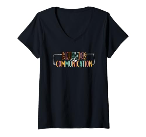 Damen Verhalten ist Kommunikation Soziale Botschaft T-Shirt mit V-Ausschnitt von Understanding Social Dynamics Language Empathy