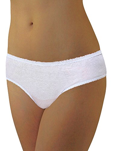 Underworks 20er-Pack Einweg-Unterwäsche für Damen, 100 % Baumwolle, für Reisen, Krankenhausaufenthalte und Notfälle, Weiss/opulenter Garten, XL von Underworks