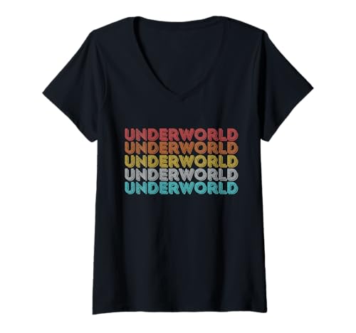 Damen Vintage-Retro-Unterwelt T-Shirt mit V-Ausschnitt von Underworld Shirt Vintage Retro Apparel