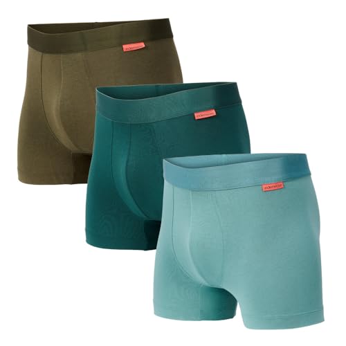Undiemeister 3er Herren Boxershorts aus Baumwolle/Mellowood - Premium Unterhosen für Männer - Atmungsaktive Boxershorts für optimalen Komfort - Grün - Größe XXXL von Undiemeister