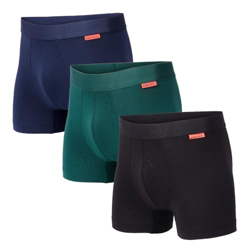 Undiemeister 3er Herren Boxershorts aus Baumwolle/Mellowood - Premium Unterhosen für Männer - Atmungsaktive Boxershorts für optimalen Komfort - Blau/Grün/Schwarz - Größe M von Undiemeister