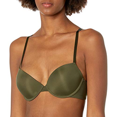 Undies.com Damen Custom-Knit Microfiber Underwire Everyday Bra Push-Up-BH, Blickdicht, Reichhaltiges Olivgrün, 85D von Undies.com