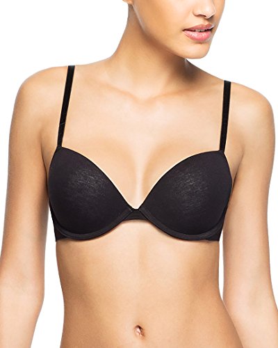 Undies.com Damen Tom Girl Demi Cotton Perfect Lift Push Up BH mit wandelbarer Rückseite, schwarz, 85C von Undies.com