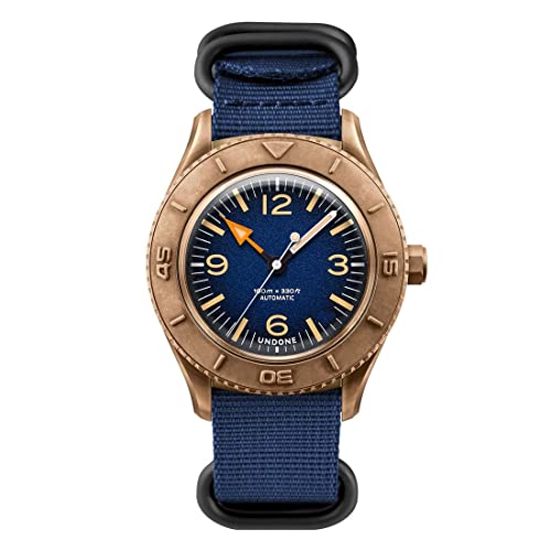 Undone Basecamp Bronze Uhr Automatik Bronze Blau Stoff Vintage Unisex von Undone