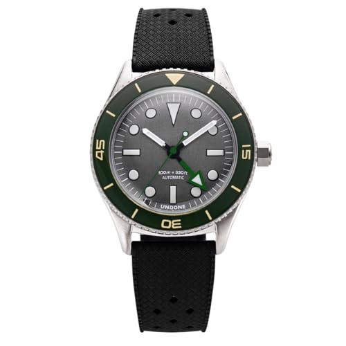 Undone Basecamp Explorer Automatik Titan Schwarz Grün Silikon Grau Herrenuhr, grau, Armband Undone Basecamp Explorer Automatik Titan Schwarz Grün Silikon Grau Herrenuhr, grau, Armband von Undone