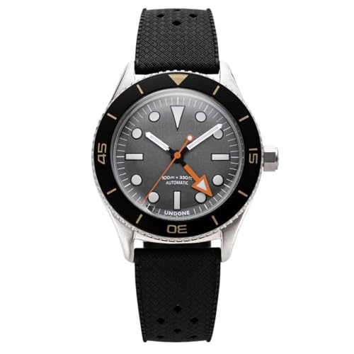 Undone Basecamp Explorer Automatik Titan Schwarz Silikon Grau Herrenuhr, grau, Armband von Undone