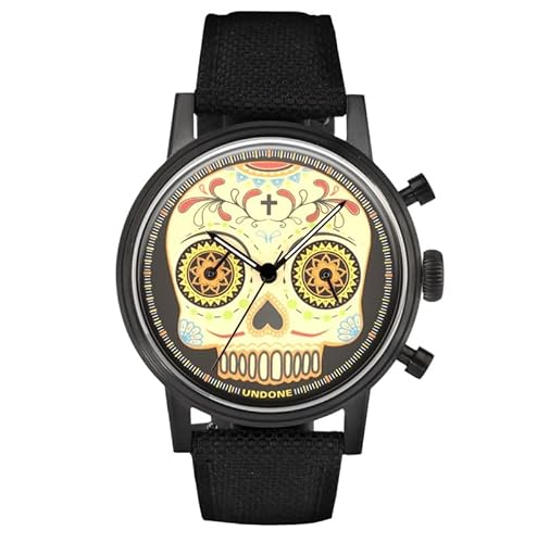 Undone Mr. Bones Chronograph Hybrid Quarz Mechanisch Stahl Schwarz Cordura Uhr Unisex, mehrfarbig von Undone