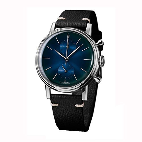 Undone "Urban Mystique Mercury Hybrid Chronograph Quarz Mechanische Edelstahl Blau Leder Schwarz Herren Uhr von Undone