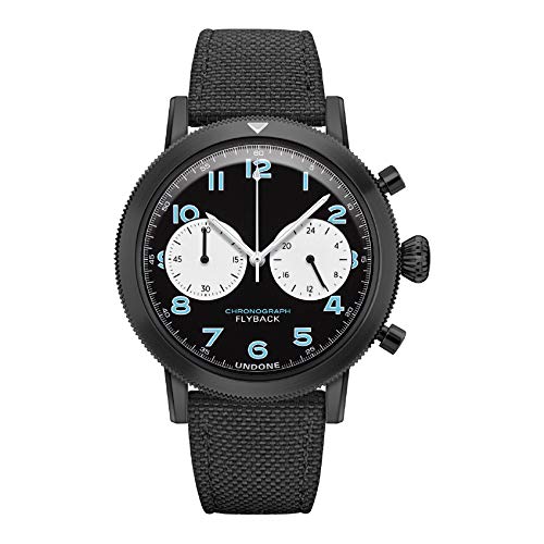 Undone Urban Type XX Pilot Hybrid Chronograph Quarz Mechanische Edelstahl PVD Schwarz Blau Stoff Herren Uhr von Undone