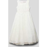 Une Hautre Couture Kleid mit Perlenbesatz und Häkelspitze in Offwhite, Größe 128 von Une Hautre Couture