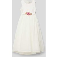 Une Hautre Couture Kleid mit floraler Applikation in Offwhite, Größe 134 von Une Hautre Couture