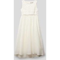 Une Hautre Couture Knielanges Kleid mit Zierbesatz in Offwhite, Größe 128 von Une Hautre Couture