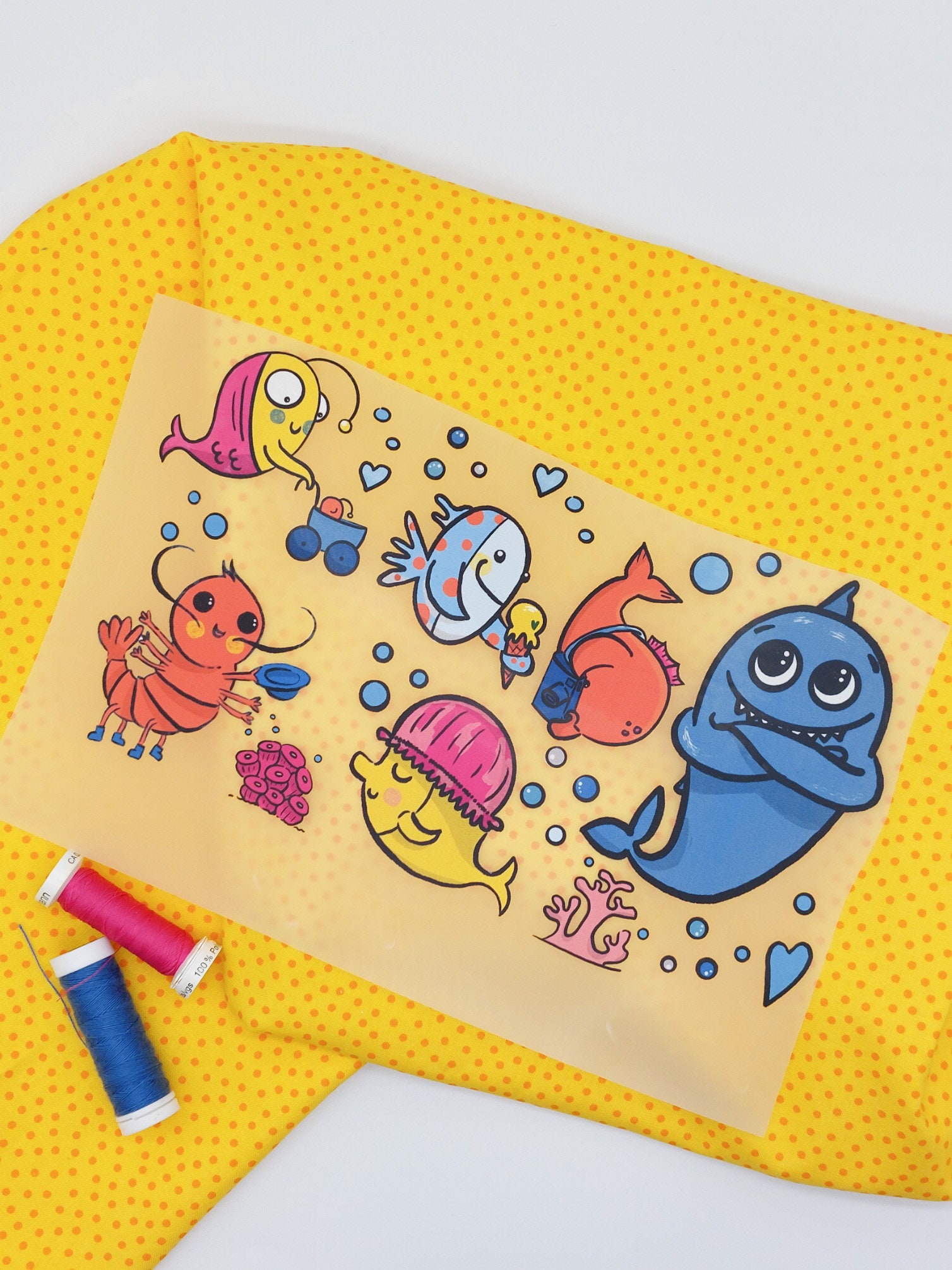 Bügelbild "Meeresbewohner 2" Hai Fisch Garnele Transferfolie Bügelbild "Meeresbewohner 2" Hai Fisch Garnele Transferfolie von UnePetiteCoccinelle