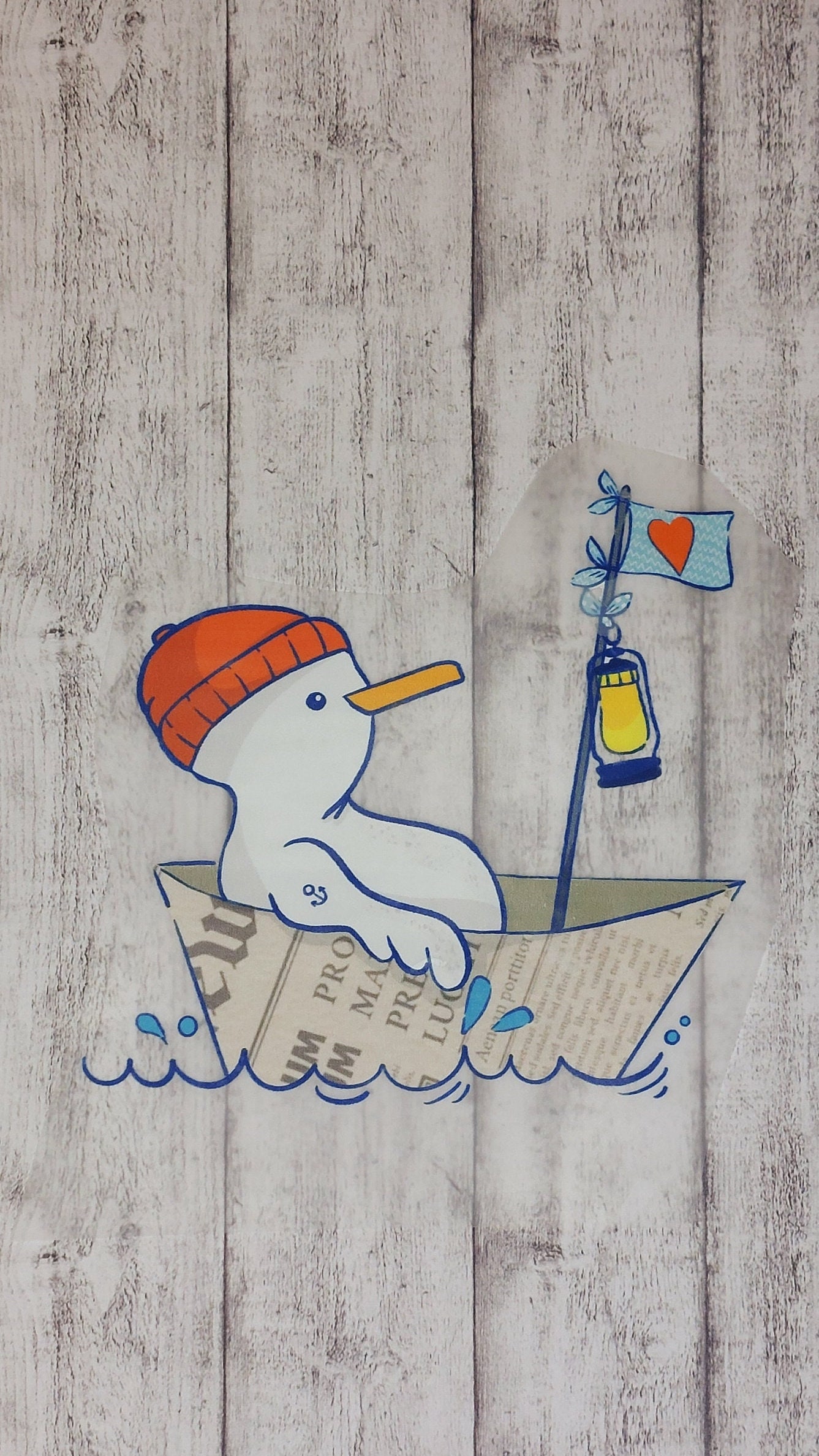 Bügelbild Möwe Im Papierboot Bügelbild Möwe Im Papierboot von UnePetiteCoccinelle