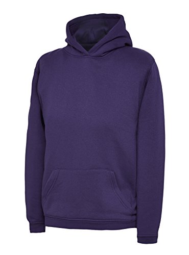 Kinder Mit Kapuze Einfach Sweatshirt Pulli Kapuzenpulli Top Sport Freizeit Schule - Lila, 134-140 von Uneek clothing