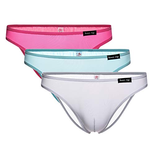 Uneihoiz Herren Leicht Unterwäsche Slips Männer Niedrige Taille Weiche Unterhosen 3er Pack Rosa/Weiß/Hellblau L von Uneihoiz