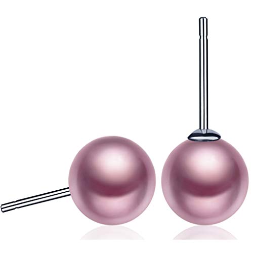 Unendlich U 925 Sterling Silber 8mm Perlen Ohrstecker Gestüt Stecker Ohrringe Ohrschmuck für Damen Mädchen, Rosa von Unendlich U