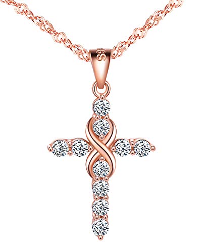 Unendlich U 925 Sterling Silber Damen Fashion Kreuz Unendlichkeit Symbol Halskette Zirkonia Infinity Anhänger Kettenanhänger von Unendlich U