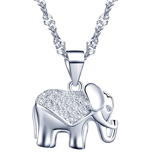 Unendlich U 925 Sterling Silber Damen Halskette mit Elefant Zirkonia Anhänger in Weihnachtsstrumpf für Geburtstag von Unendlich U