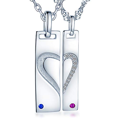 Unendlich U 925 Sterling Silber Liebe Motiv Gravierte Kette Partner-ketten mit Herz Zeichen Paar Anhänger Halskette Geschenk zum Valentinstag von Unendlich U