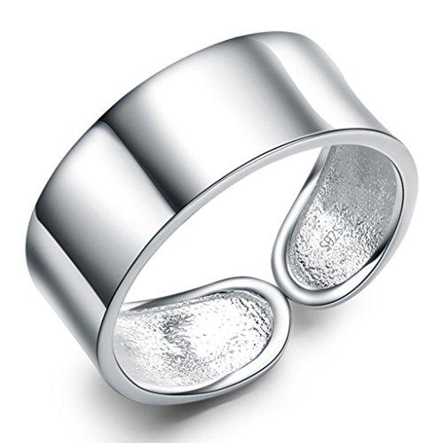 Unendlich U 925 Sterling Silber Rhodium Plated Verstellbarer Simpel Stil Daumen Ring Größe 57 für Damen/Mädchen von Unendlich U