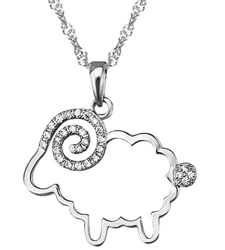 Unendlich U 925 Sterling Silber Zirkonia Kleines Schaf-Anhänger Halskette für Damen/Mädchen von Unendlich U