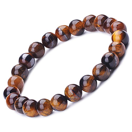 Unendlich U Cool Damen Herren Unisex Buddha Armband Armreif, 9mm Energie-Stein Kugeln Perlen Gebet Mala Stretch Energiearmband, Braun von Infinite U